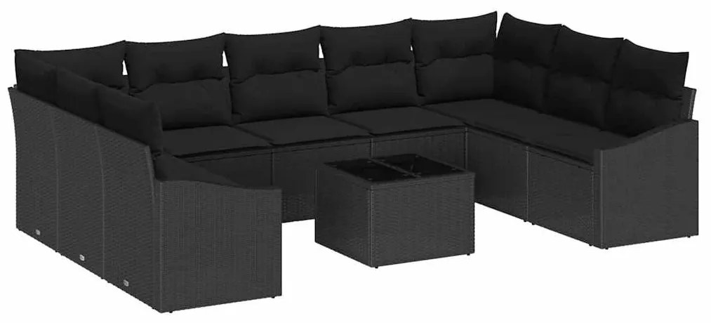 Conjunto de Jantar de Jardim com 10 Peças e Almofadas de Rattan Poliés
