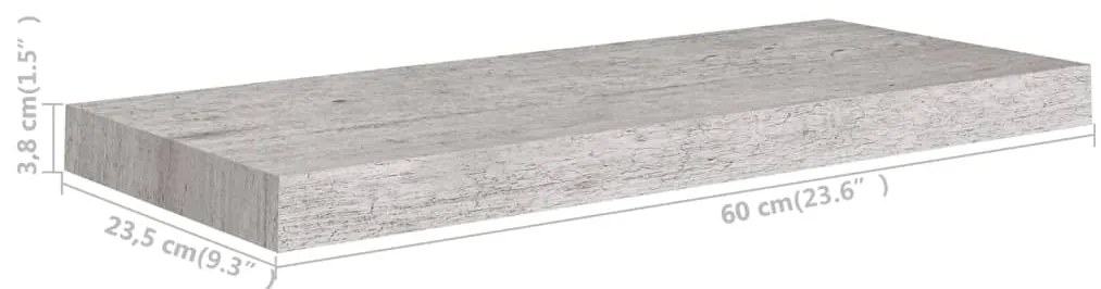 Prateleiras de parede 4 pcs 60x23,5x3,8cm MDF cinzento-cimento