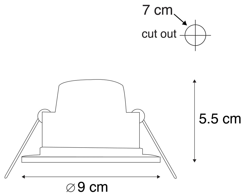 Conjunto de 6 focos embutidos pretos com LED regulável em 3 etapas IP65 - Blanca