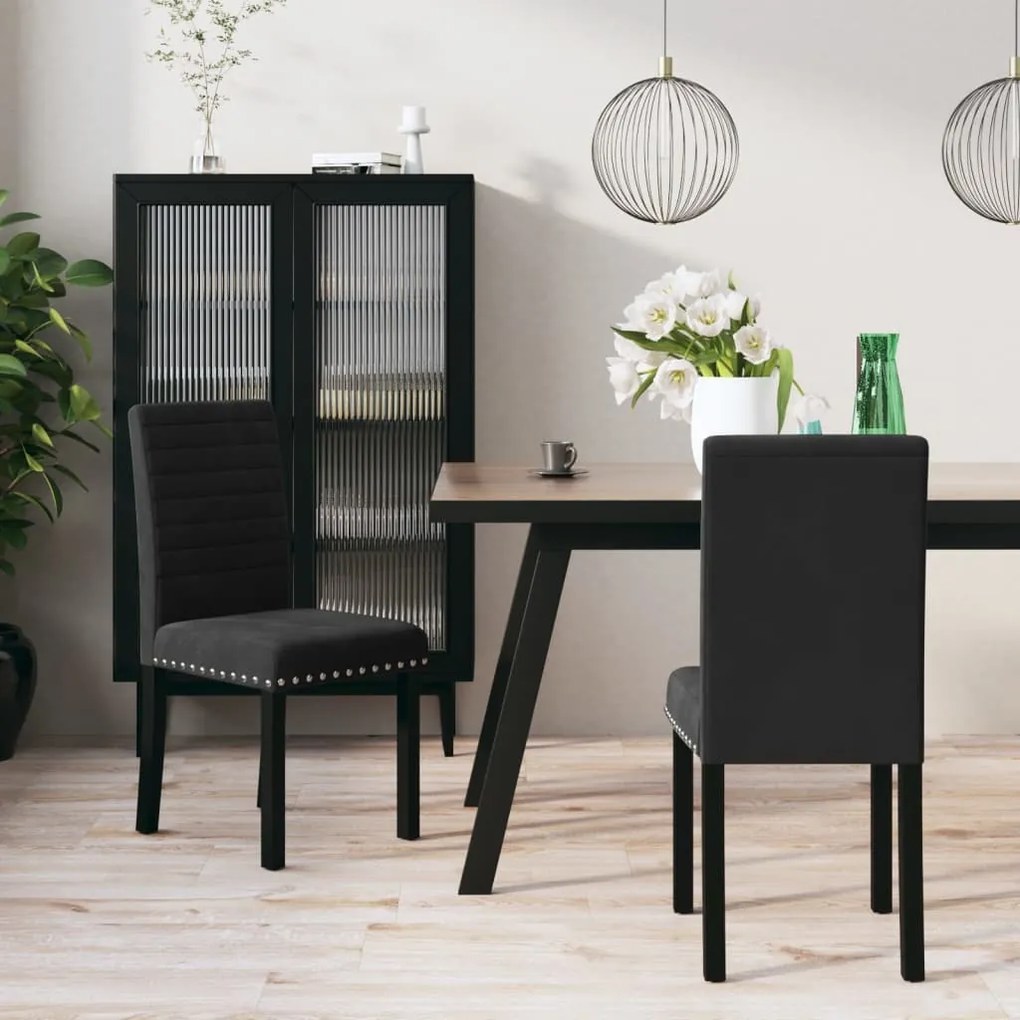 vidaXL Cadeiras de jantar 2 pcs veludo preto