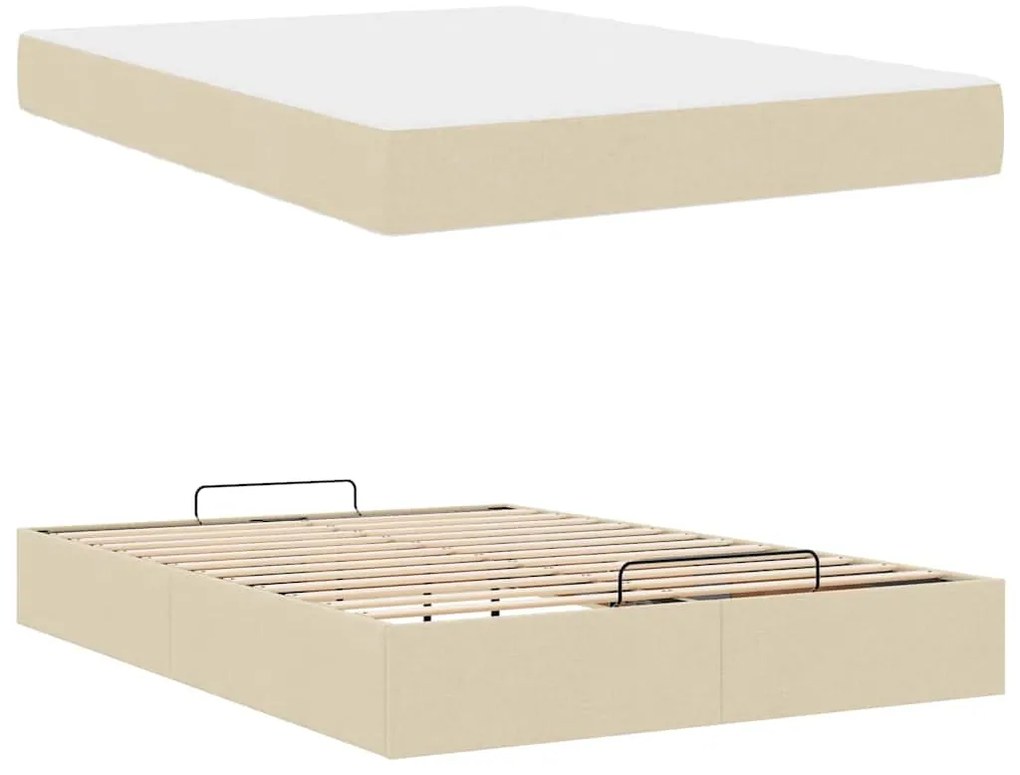 Estrutura da Cama Outros com armazenamento Creme 140 x 200 cm tecido
