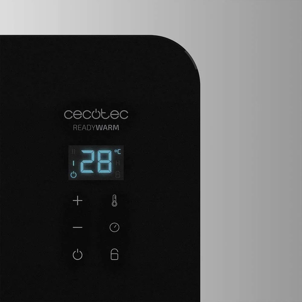 Radiador Elétrico Cecotec ReadyWarm 6720 Crystal Connection Baixo Consumo com Wifi, 1500 W, Termostato Ajustável, Temporizador, Apoio para os Pés, Pro