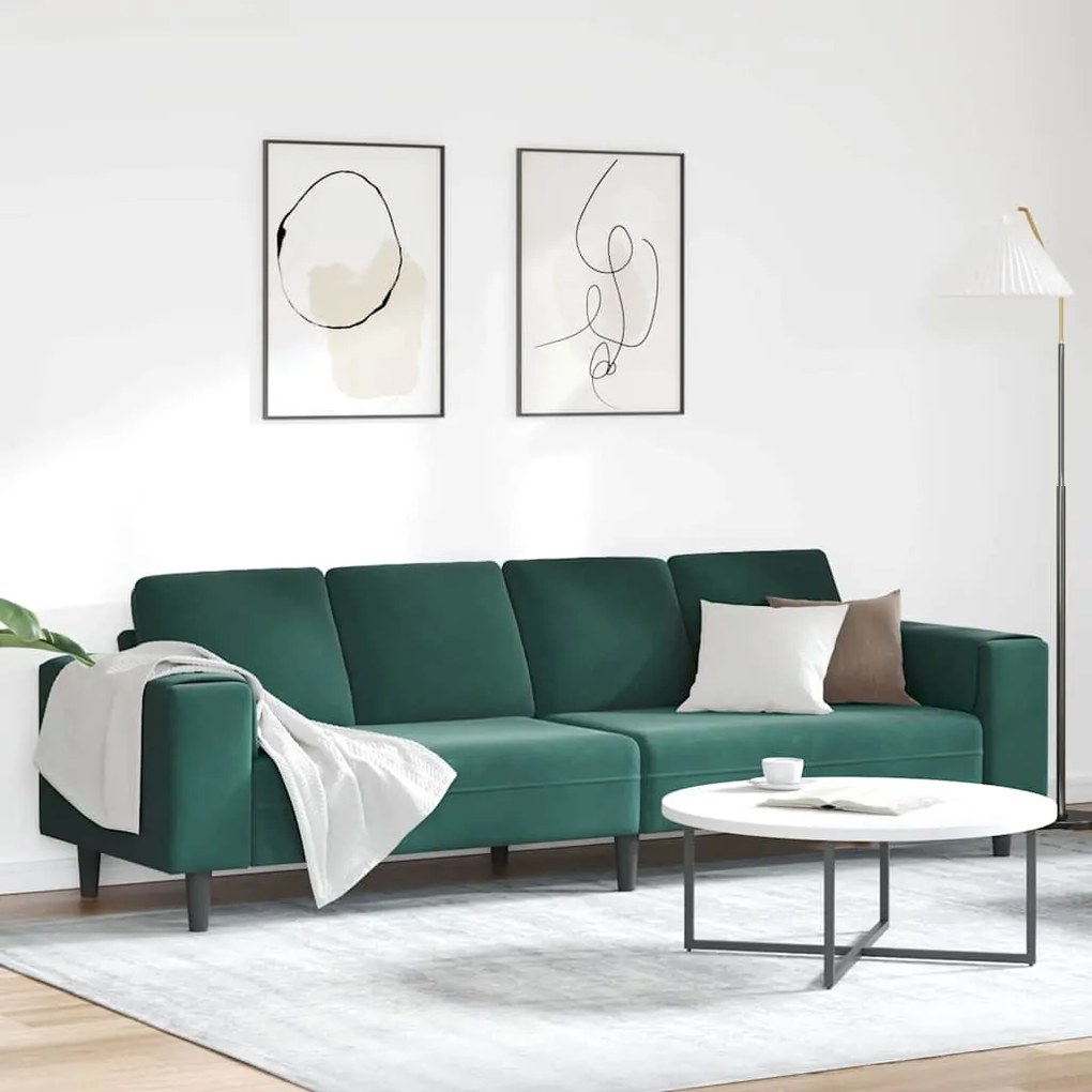 vidaXL Sofá de Sala de Estar Verde Escuro 250 x 77 x 76 cm