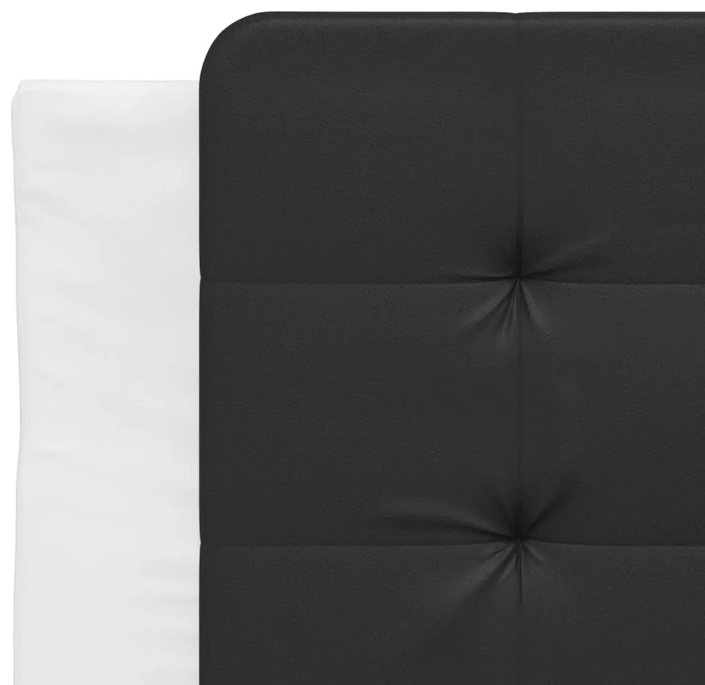 Estrutura cama c/ luzes LED 90x200cm couro artif. branco/preto