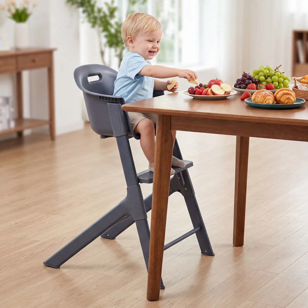 Cadeira de Refeição Infantil, 66 x 55 x 90 cm, 3 Modos de Utilização, Cinzento