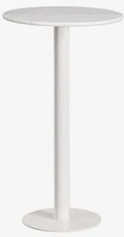 Mesa Alta De Bar Redonda Ø60 Cm Em Pedra Natural Xiren Mármore Branco Guangxi - Branco Glacial - Sklum