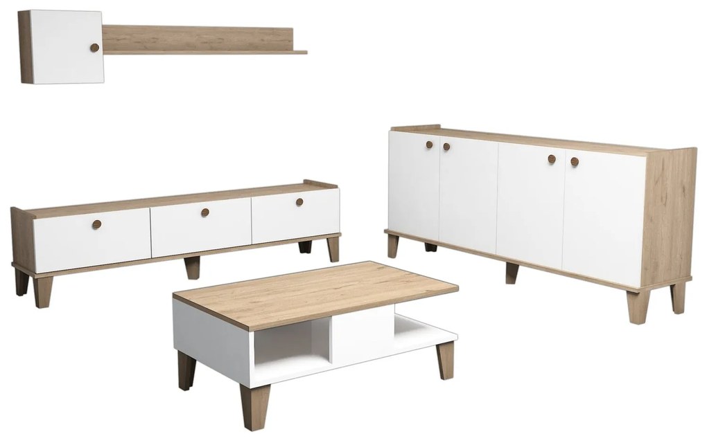 Conjunto de Mobiliário de Sala Sumer – Carvalho Branco – Diversas Medi