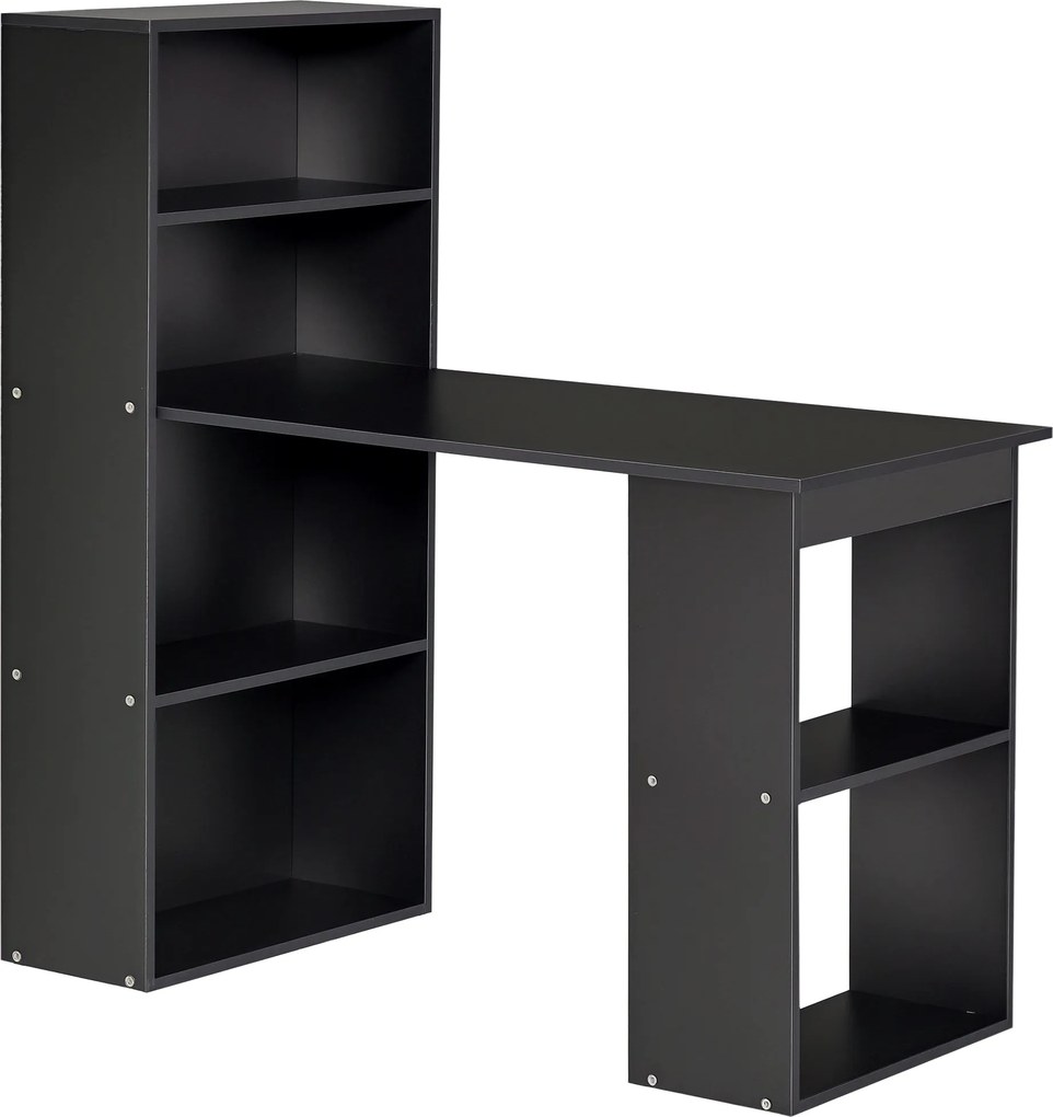 Secretária com arrumação, 6 compartimentos abertos 120 x 55 x 120 cm, preta