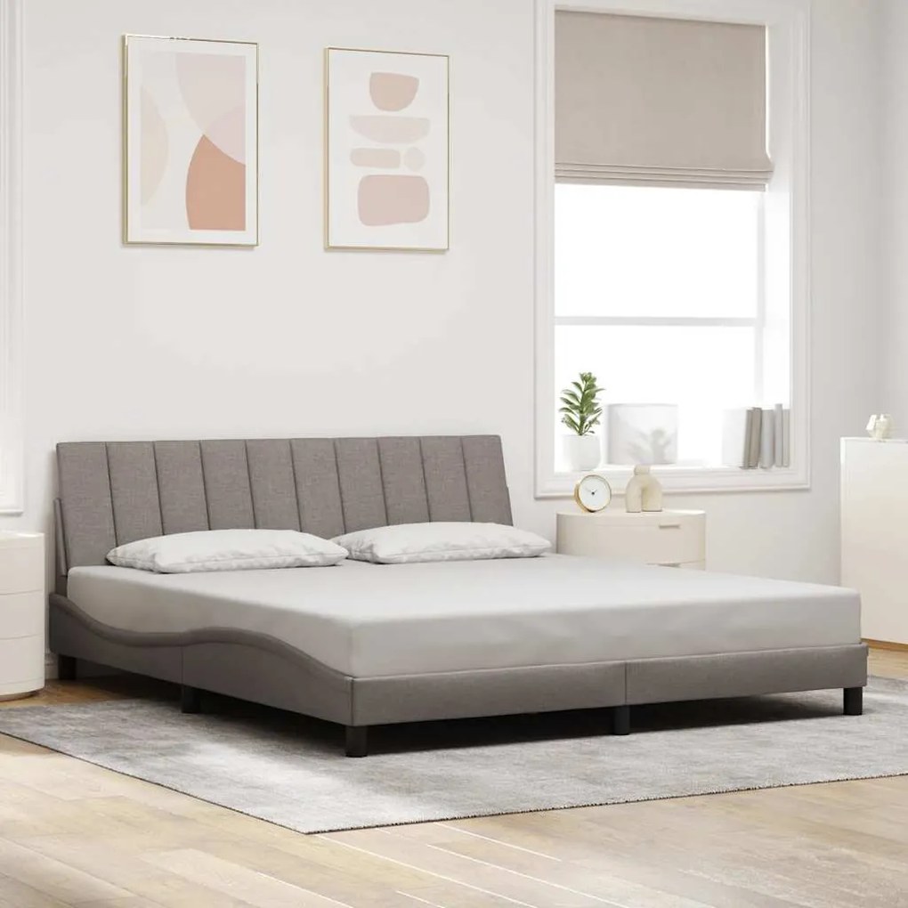 vidaXL Cama sem colchão 180x200 cm tecido castanho-acinzentado