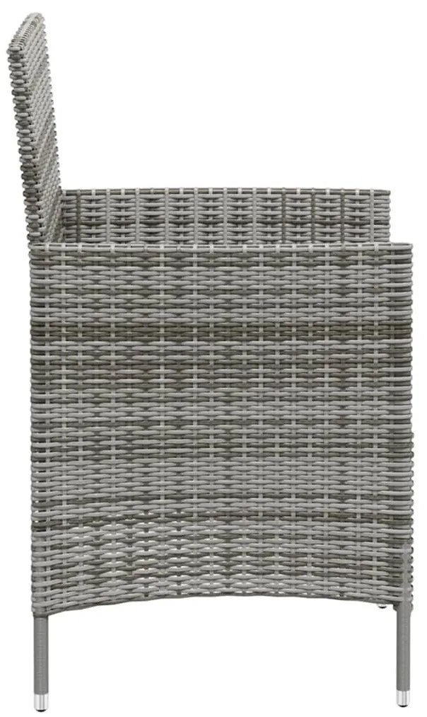 Conjunto jantar p/ exterior com almofadões 3 pcs vime cinzento