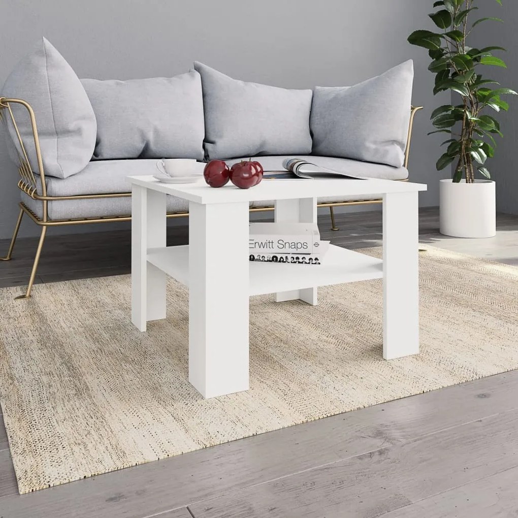 vidaXL Mesa de centro 60x60x42 cm derivados de madeira branco