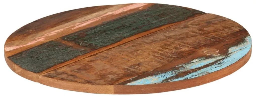 Tampo de mesa redondo 70 cm 25-27 mm madeira recuperada maciça