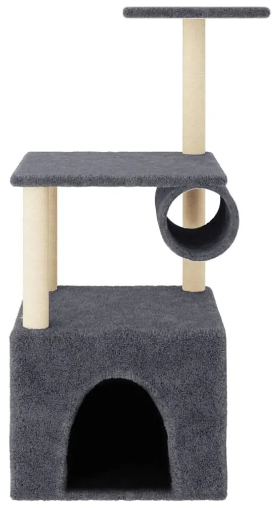 Árvore gatos c/ postes arranhadores sisal 109,5cm cinza-escuro