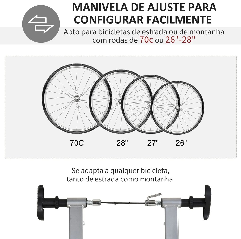 HomCom Rolo de treinamento 5 níveis de resistência de Aço Bicicleta In