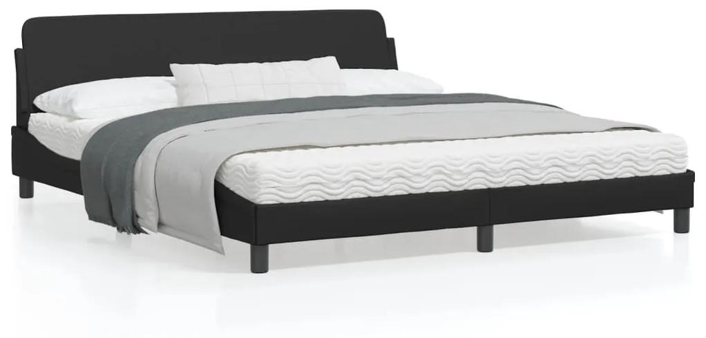 373238 vidaXL Estrutura de cama c/ cabeceira 180x200cm couro artificial preto