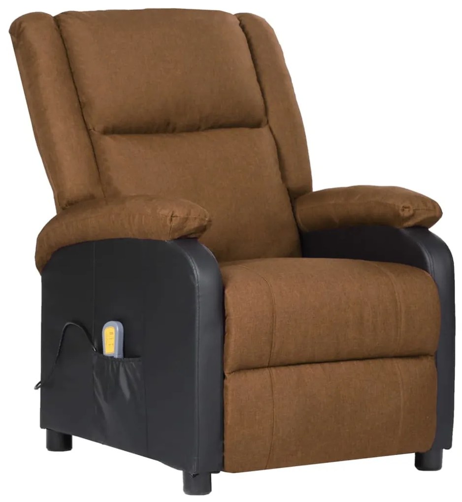 vidaXL Poltrona massagens couro artificial/tecido cinza-acastanhado