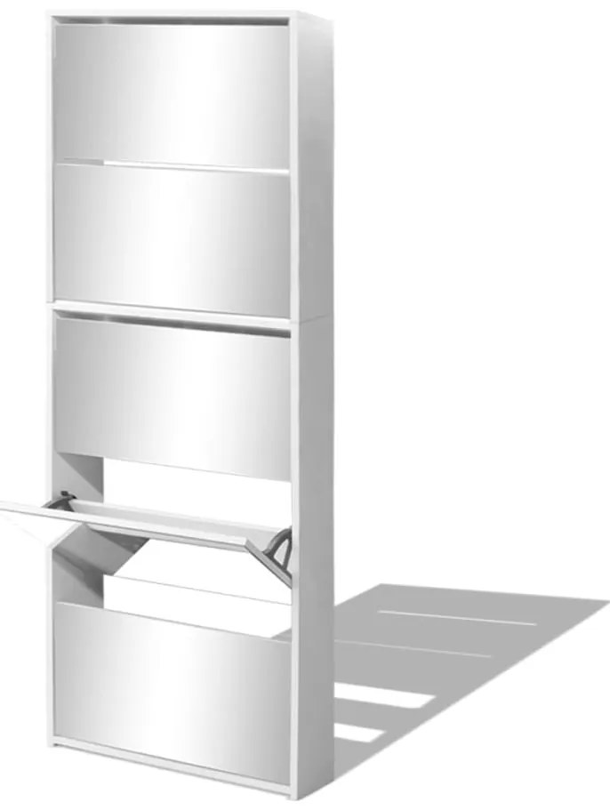Sapateira de 5 divisórias com espelho 63x17x169,5 cm branco