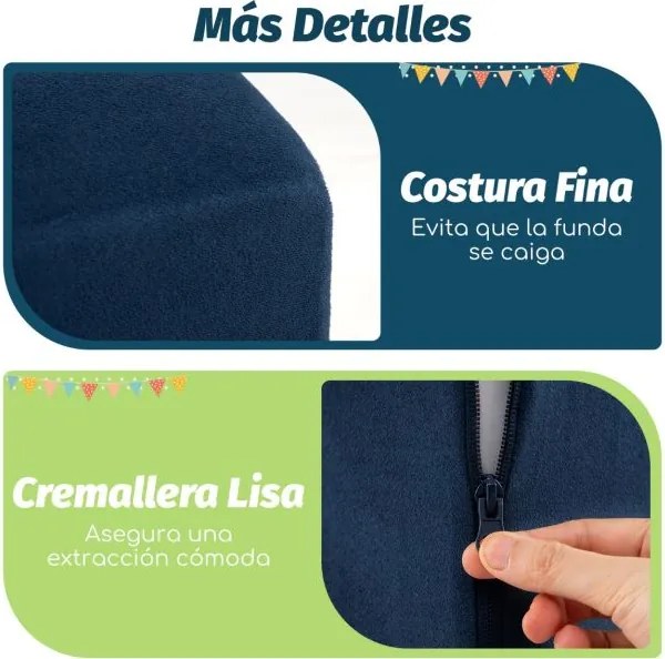 Conjunto de 5 peças para escalada e gatinhar com piscina de bolas (NÃO INCLUIDAS) e capa lavável na máquina Azul escuro