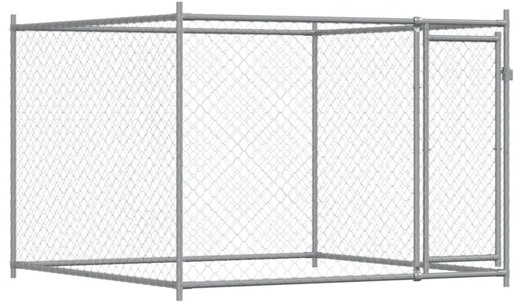 Jaula para cão com porta 8x2x1,5 m aço galvanizado cinzento