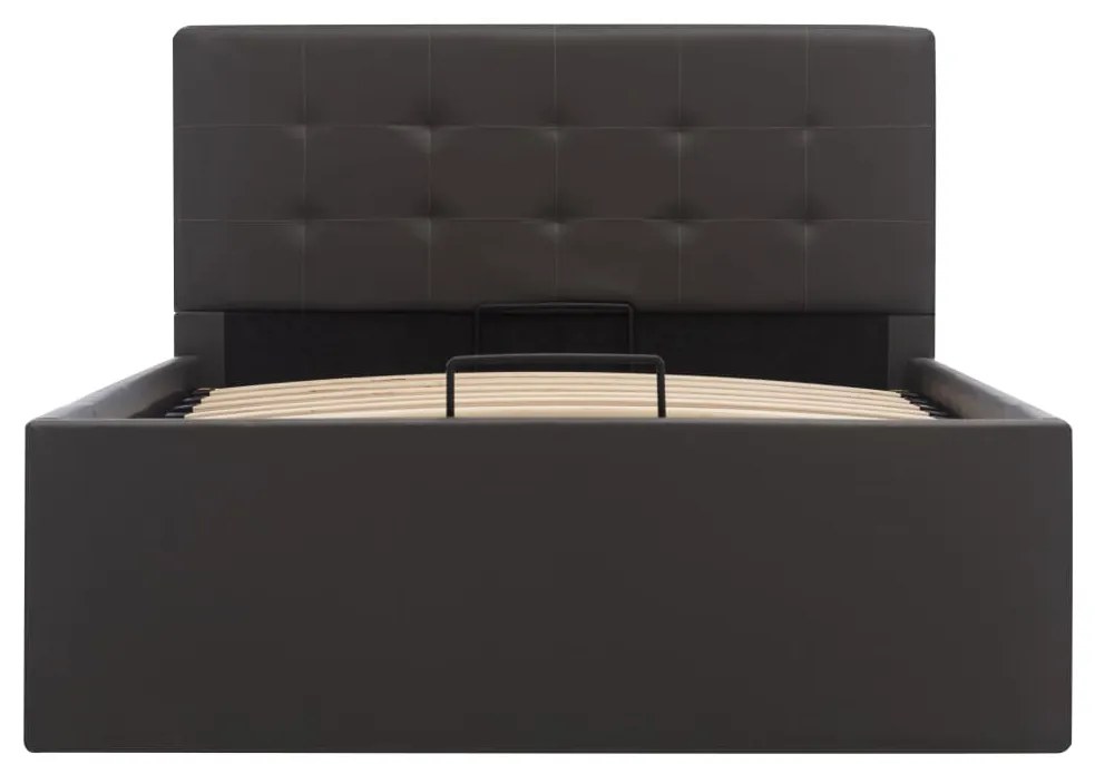 Cama hidráulica c/ arrumação 90x200cm couro artificial cinza