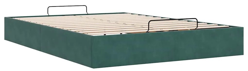 Estrutura de cama otomana sem colchão 140x200 cm verde escuro