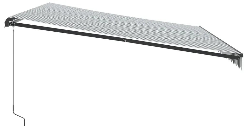 Toldo retrátil manual com luzes LEDs 500x350cm antracite/branco