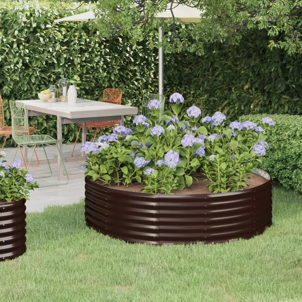 vidaXL Canteiro elevado jardim 140x140x36 aço galvanizado castanho