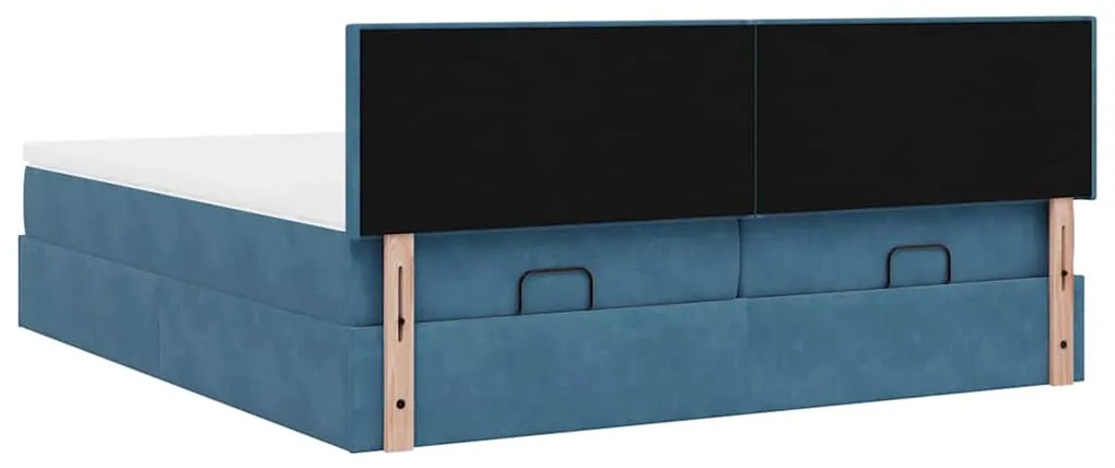 Estrutura cama otomana colchões 180x200 cm veludo azul escuro