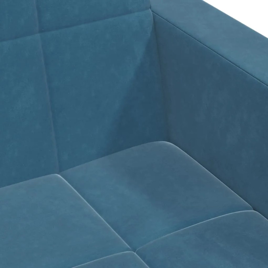 Sofá-cama 2 lugares c/ apoio de pés veludo azul