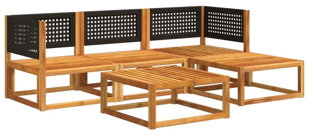 5 pcs conjunto de sofás de jardim com almofadões acácia maciça