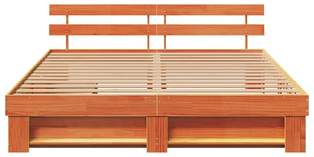 Estrutura da Cama com gaveta com cabeceira com armazenamento Castanho-
