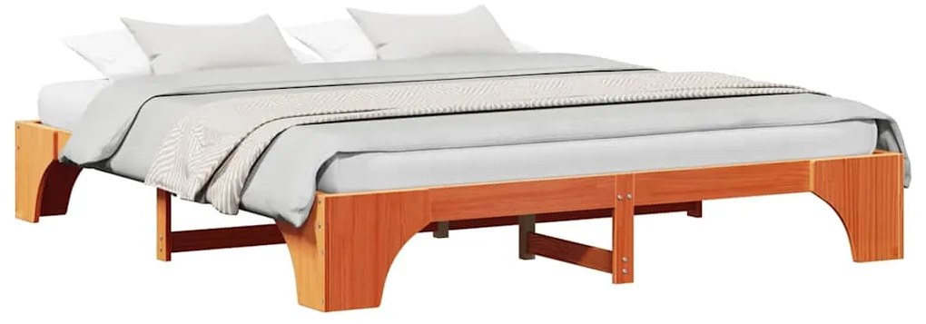 Cama Encerada Marrom 200x200 cm de Madeira de Pinho