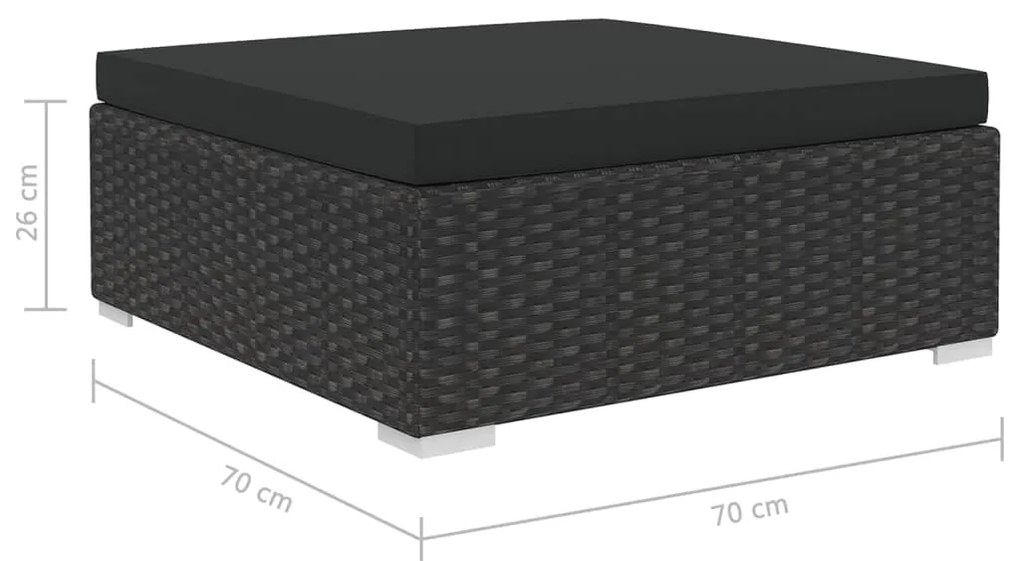 6 pcs conjunto lounge de jardim c/ almofadões vime PE preto