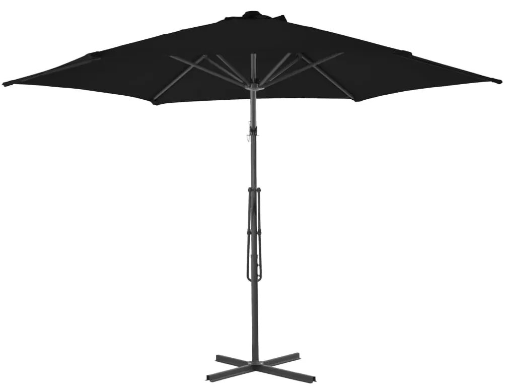 Guarda-sol de jardim com poste de aço 300x230 cm preto
