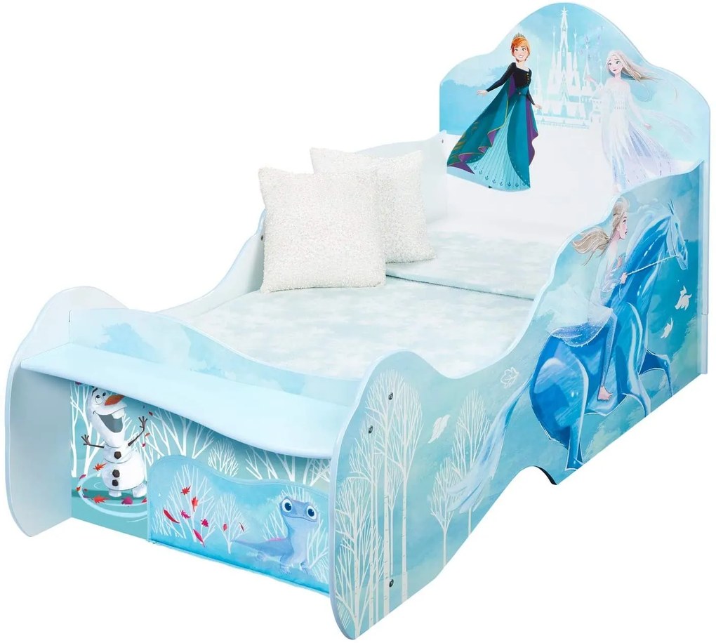 CAMA INFANTIL DE TRENÓ FROZEN 2 CRIANÇA COM COLCHÃO E ALMOFADA 85x73x158 cm