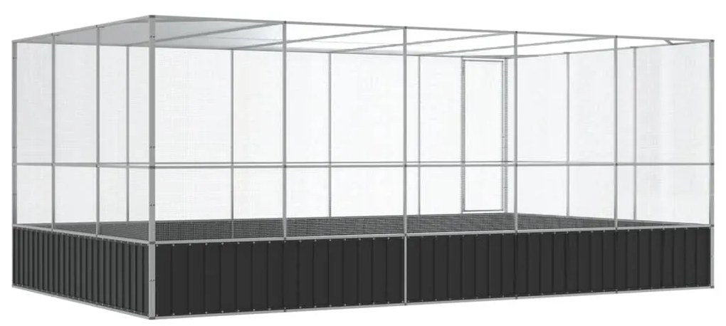 Aviário com extensão 518x307x212 cm aço prateado