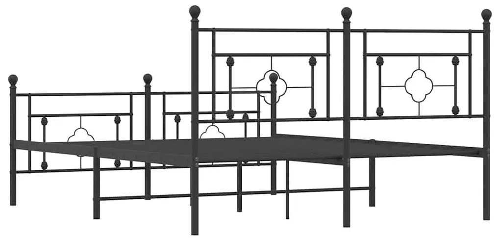Estrutura de cama com cabeceira e pés 150x200 cm metal preto
