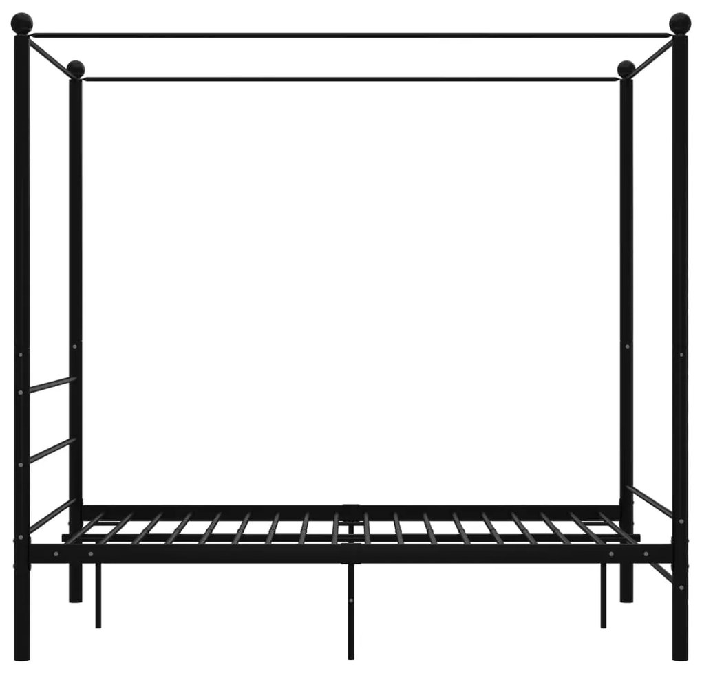 Estrutura de cama com dossel 140x200 cm metal preto