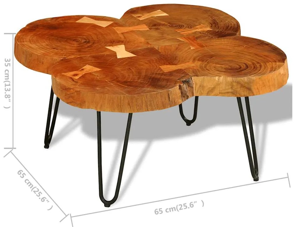 Mesa de centro 35 cm 4 troncos madeira de acácia sólida