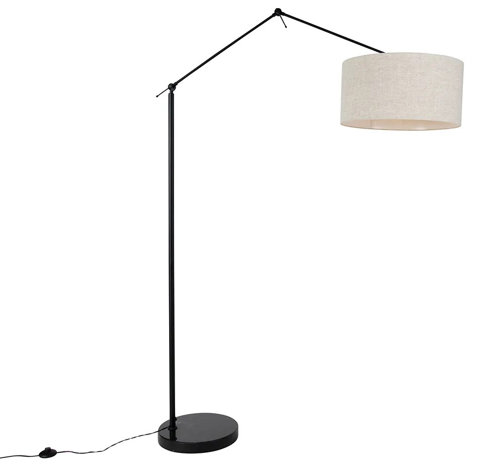 Candeeiro de pé preto com cúpula cinzento claro 50 cm ajustável - Editor Design,Moderno
