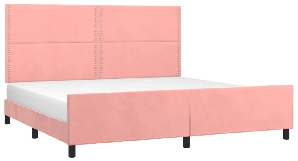 Estrutura de cama c/ cabeceira 200x200 cm veludo rosa