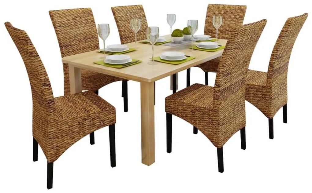 vidaXL Cadeiras de jantar 6 pcs abacá e madeira de mangueira maciça