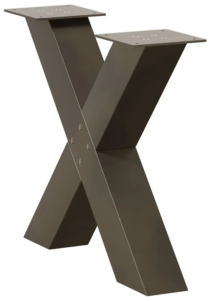 Pés para mesa de centro em formato de X, 2 peças, aço natural, 60x (42