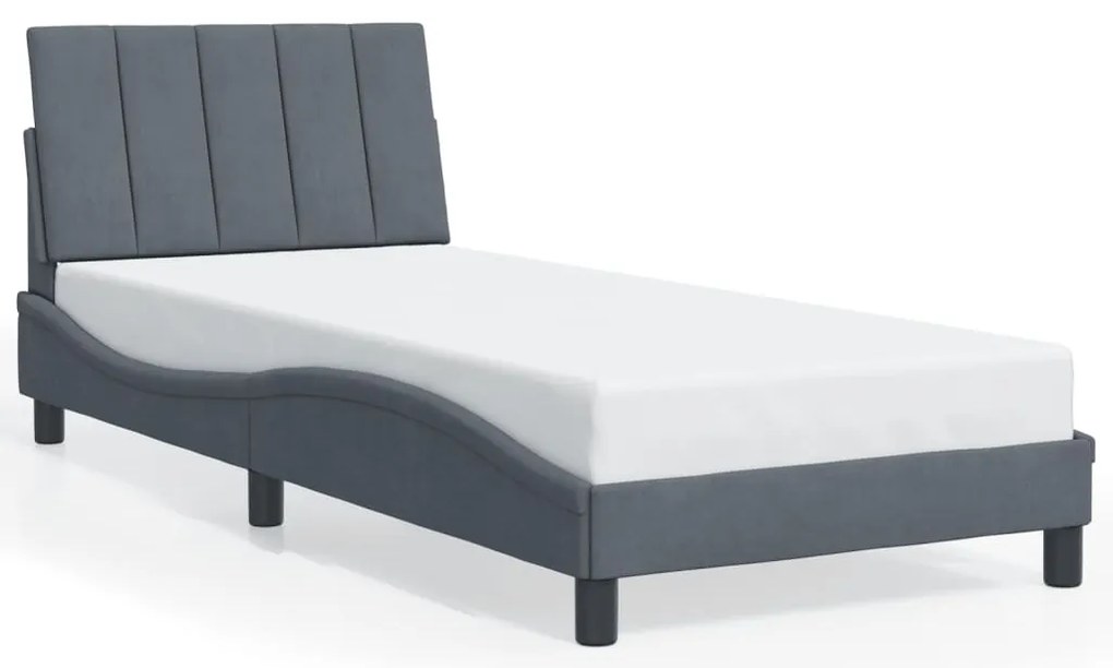 Estrutura de cama c/ luzes LED 90x200 cm veludo cinza-escuro