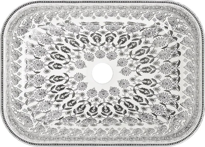 Mexen Rita lavatório de bancada 45 x 32 cm, padrão branco/preto - 21084586