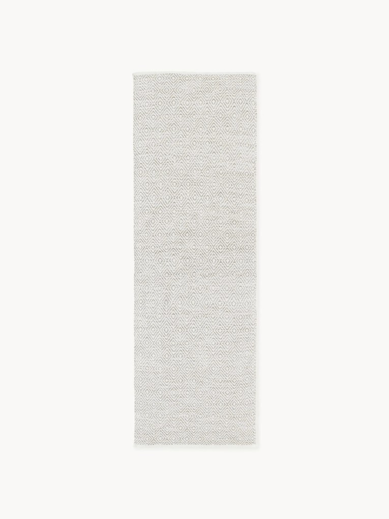 Passadeira artesanal para interior e exterior com padrão de losangos vintage Rika