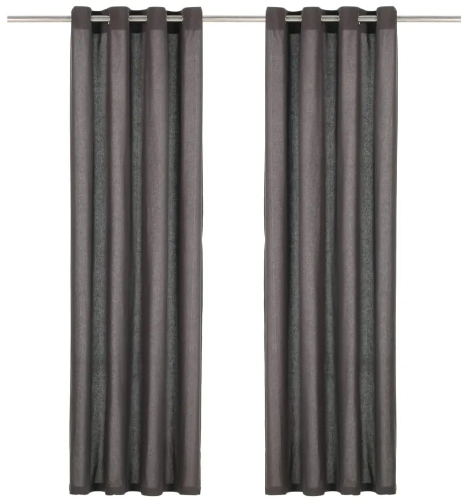 vidaXL Cortinas c/ argolas de metal 2 pcs algodão 140x245 cm antracite