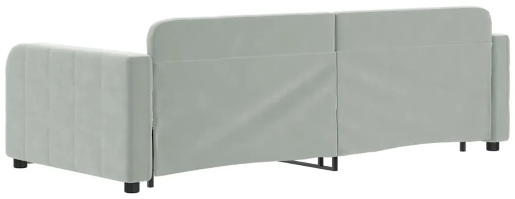 Sofá-cama com gavetão 90x200 cm veludo cinzento-claro