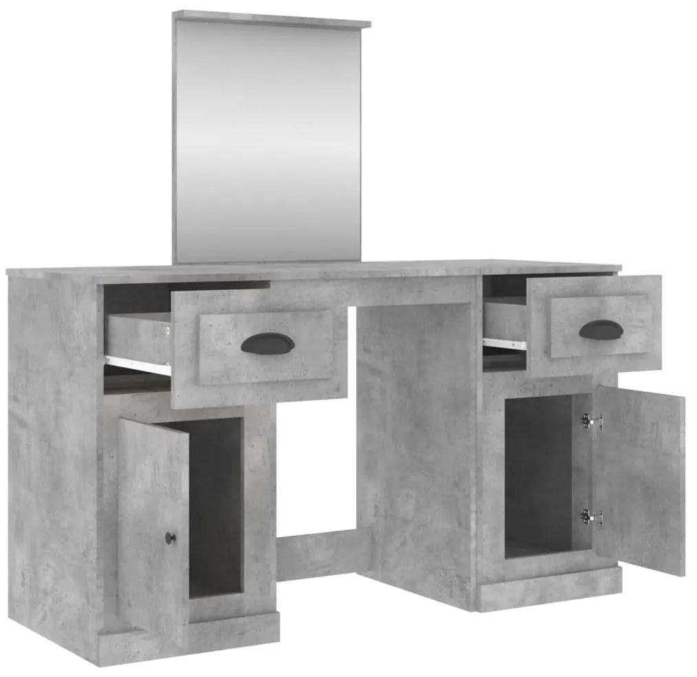 Toucador com espelho 130x50x132,5 cm cinzento cimento