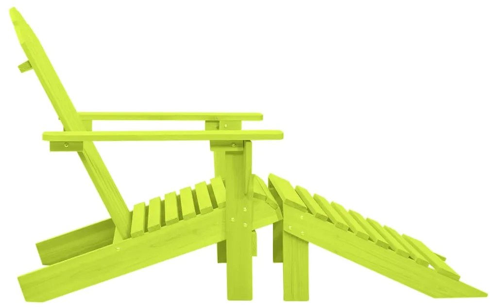 Cadeira Adirondack para jardim com otomano abeto maciço verde